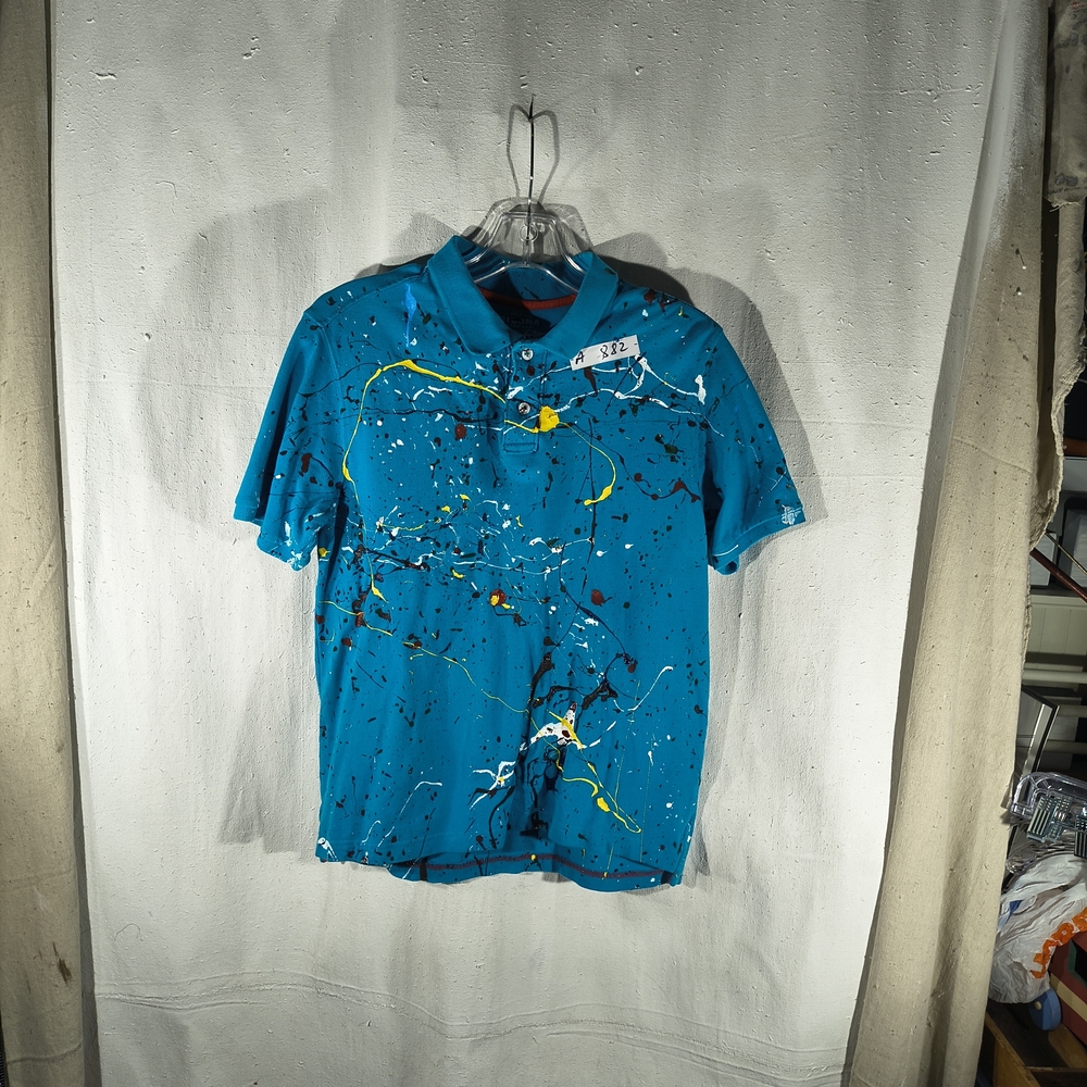 Timothy Designs Kids Large Torquois Polo Shirt W/Unique Street Wear Art Design